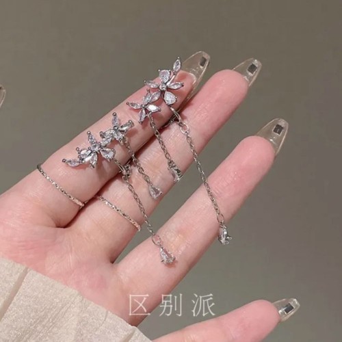 Sterling Silver Leaves Wrap Earrings Crawler For Women |image