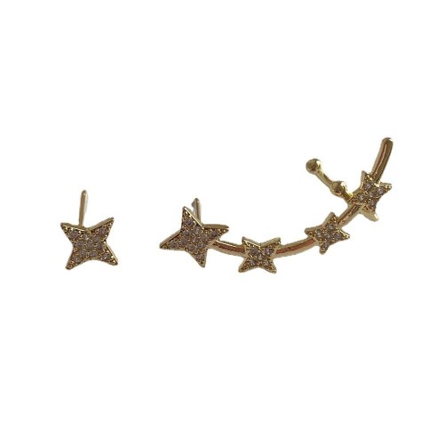 Rhinestone Star Moon Clip Earrings For Women |image