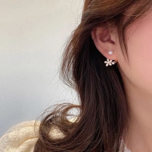 Pearl Flower Stud Earrings Ladies Fashion Elegant Jewelry |image