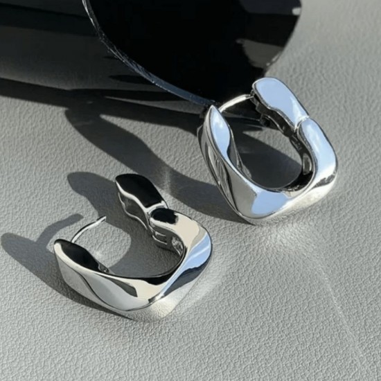 Bishty Silver Plated Hoop Earrings For Women |image