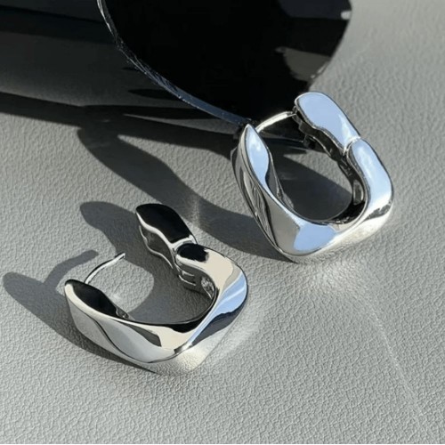 Bishty Silver Plated Hoop Earrings For Women |image