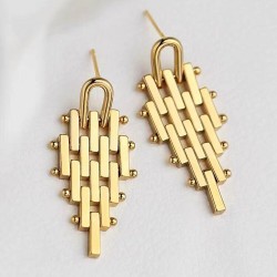Brass With Gold Plated Geometric Shape Earrings 