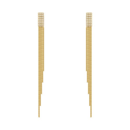 Women's Full Rhinestone Long Tassel Earrings Simple Party Jewelry |image