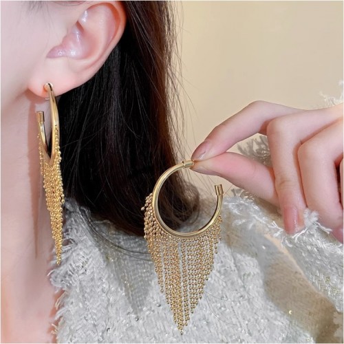 Fashion Tassel Design Hoop Earrings For Women|image