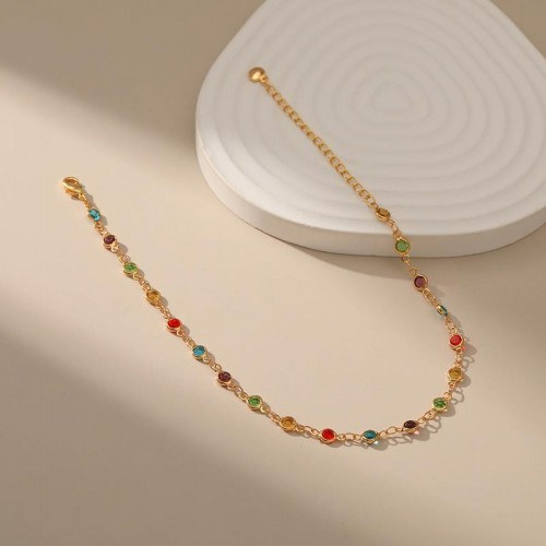 Gold Anklet With Sparkling Gemstones |image