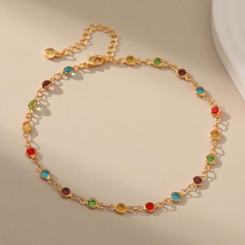 Gold Anklet With Sparkling Gemstones |image