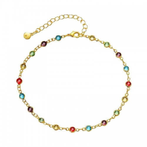 Gold Anklet With Sparkling Gemstones |image