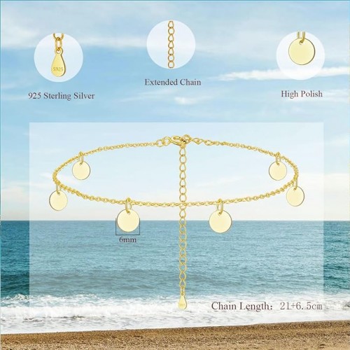 Sparkling Gold Coin Boho Anklet Body Jewelry |image