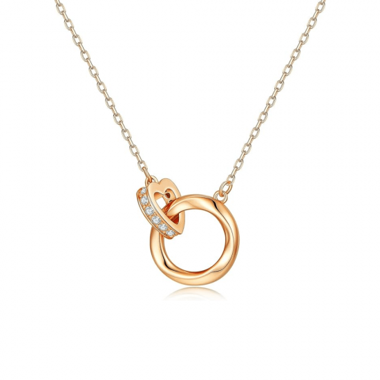 Sterling Rose Gold Circle Pendant Necklace |image