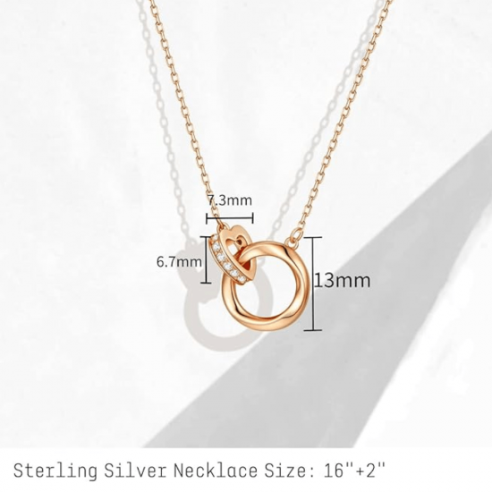 Sterling Rose Gold Circle Pendant Necklace |image