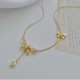 Gold Color Zircon Bow Necklace Chain Beauty Tears Pendant |image
