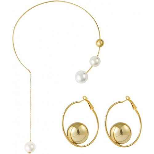 Gold Pearl Open Choker Necklaces Pendant |image