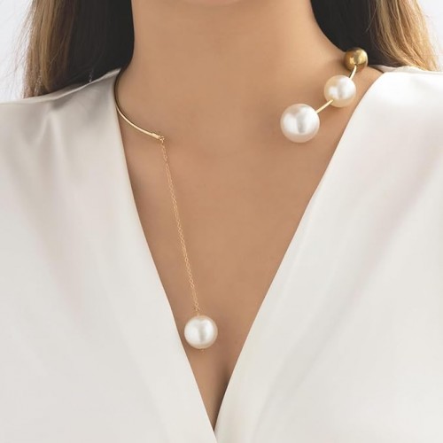 Gold Pearl Open Choker Necklaces Pendant |image