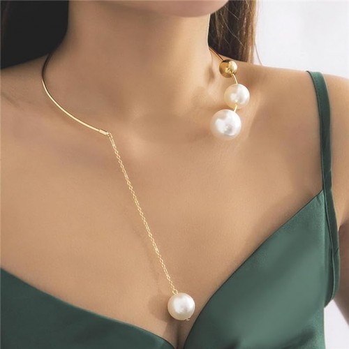 Gold Pearl Open Choker Necklaces Pendant |image