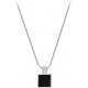 Silver Necklace With Black Square Pendant |image