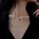 Silver Necklace With Black Square Pendant |image