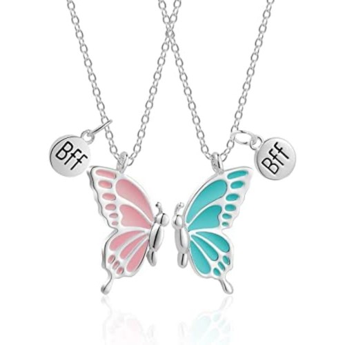  Best Friend Necklace Butterfly Matching Birthday-Silver |image