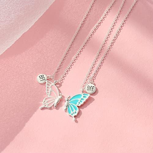  Best Friend Necklace Butterfly Matching Birthday-Silver |image