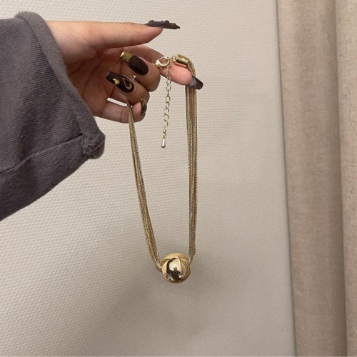 Multi-Layered Material Big Ball Choker Necklace |image