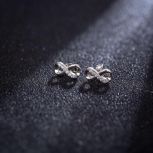 Sterling Silver Infinity Jewelry Set with Diamonds |image