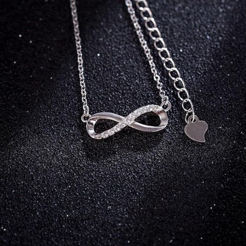 Sterling Silver Infinity Jewelry Set with Diamonds |image