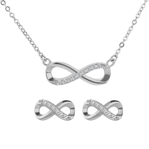 Sterling Silver Infinity Jewelry Set with Diamonds |image