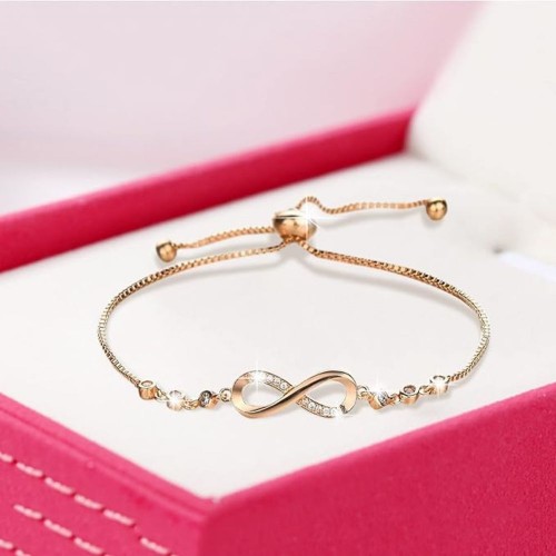Gold Infinity Bracelet With Swarovski Crystals |image