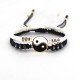Best Friend Black and White Yin Yang Charm Bracelets-Gold
