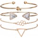 Multilayer Charm Set of 4 Bangle Gold Plated Bracelet |image