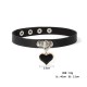 Black Leather Choker with Heart Padlock Pendant