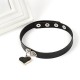 Black Leather Choker with Heart Padlock Pendant
