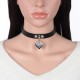 Black Leather Choker with Heart Padlock Pendant