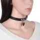 Black Leather Choker with Heart Padlock Pendant