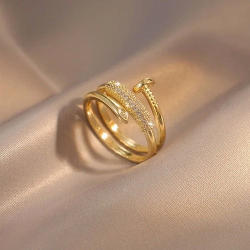Luxurious Screw Ring 14K Gold For Women Party Jewelry-Gold |image