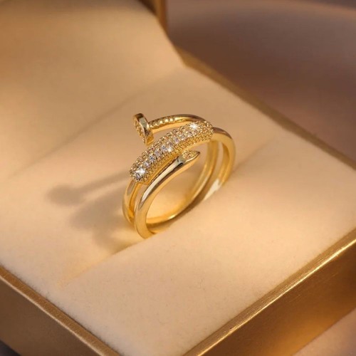 Luxurious Screw Ring 14K Gold For Women Party Jewelry-Gold |image