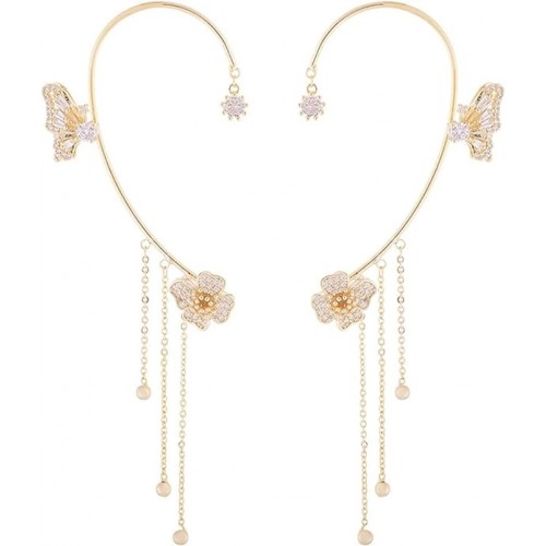 Gold Clip On Ear Cuffs With Butterfly Design |image