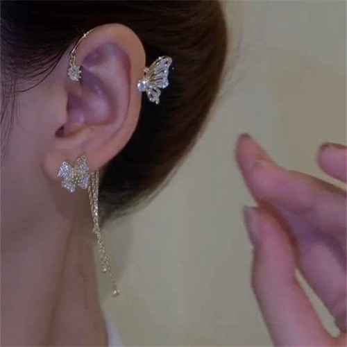 Gold Clip On Ear Cuffs With Butterfly Design |image
