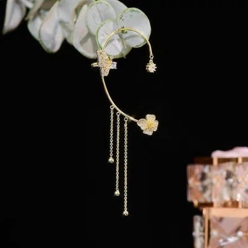 Gold Clip On Ear Cuffs With Butterfly Design |image