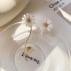 Wedding Party Accessories Set - Cute Asymmetrical Drop Earrings, Sunflower Rings, Daisy Bracelet in White