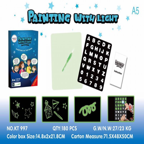 Ziona's Draw With Light Glow-In-The-Dark Children's Toy Set - Multi-Color