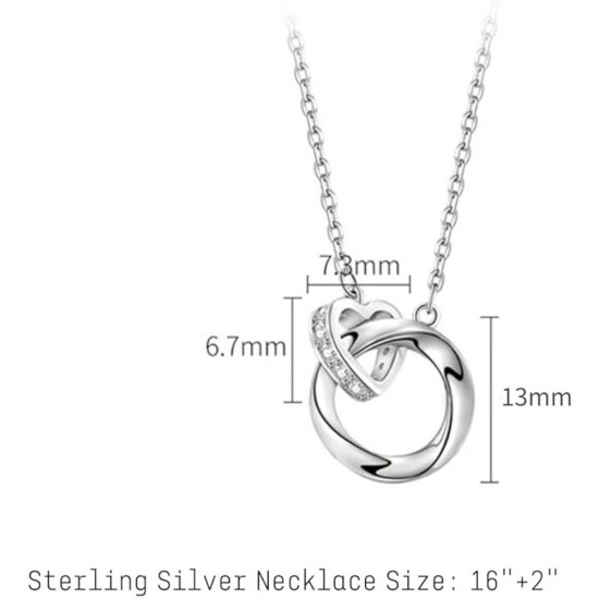Sterling Silver Circle Pendant Necklace |image
