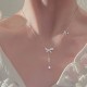 Silver Color Zircon Bow Necklace Chain Beauty Tears Pendant  |image