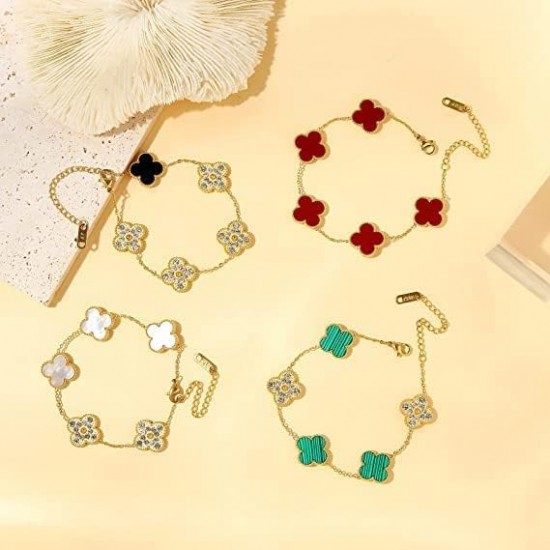 Green Clover Necklace, Bracelet & Earring Set |image