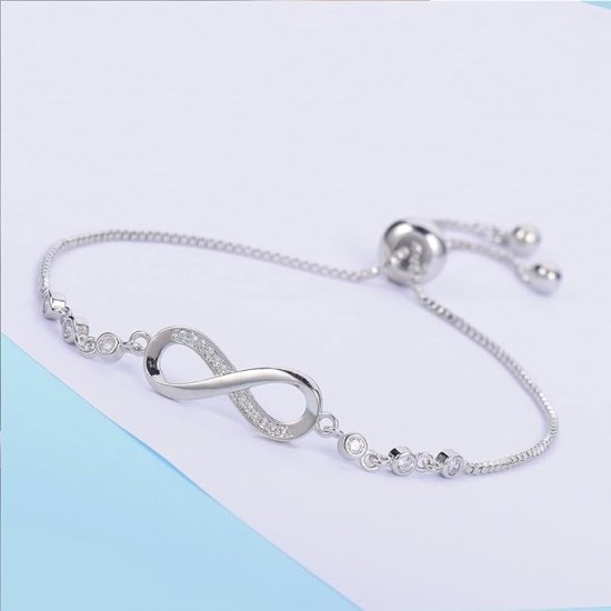 Silver Infinity Bracelet With Swarovski Crystals |image