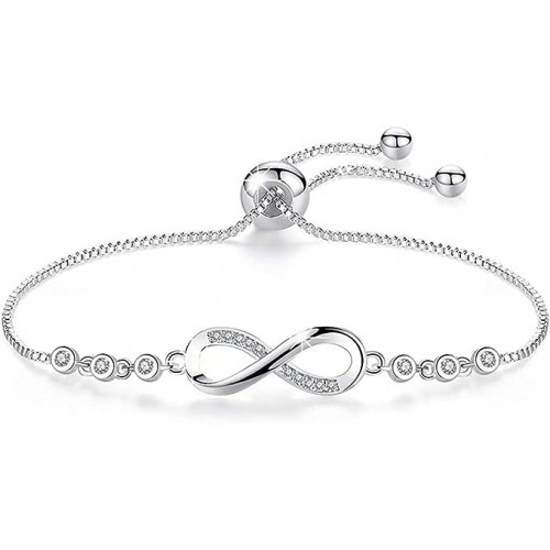 Silver Infinity Bracelet With Swarovski Crystals |image