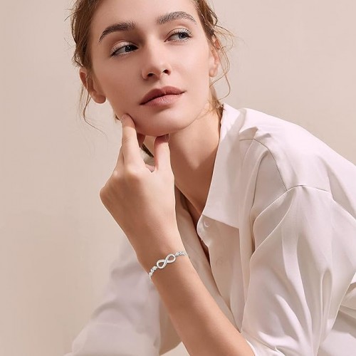 Silver Infinity Bracelet With Swarovski Crystals |image