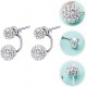 Sterling Silver Double Ball Earrings Chic Round Rhinestones Crystal Ear Studs |image