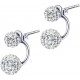 Sterling Silver Double Ball Earrings Chic Round Rhinestones Crystal Ear Studs |image
