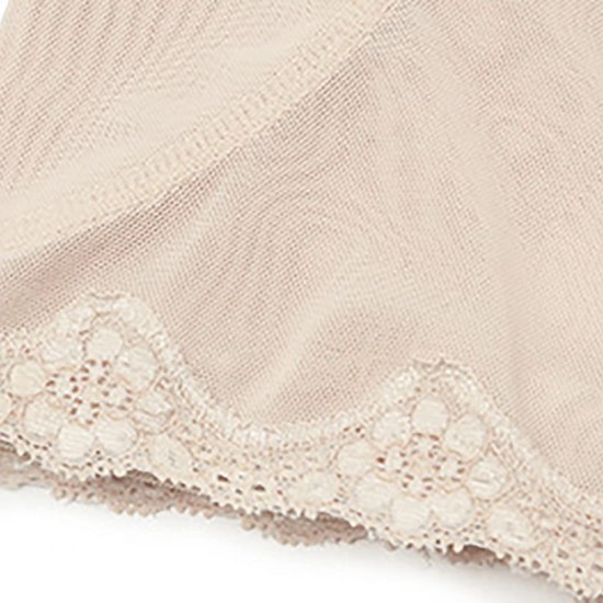 Biege high-waisted shaper shorts with lace detailing Shapewear Tummy Control Padded Underwear Fake Hips-Biege |image