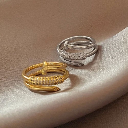 Luxurious Screw Ring 14K Silver For Women Party Jewelry-Silver |image